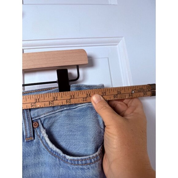 Levi's Womens Button Fly Distressed Bleached Straight Leg Blue Jeans W26 - Picture 9 of 13